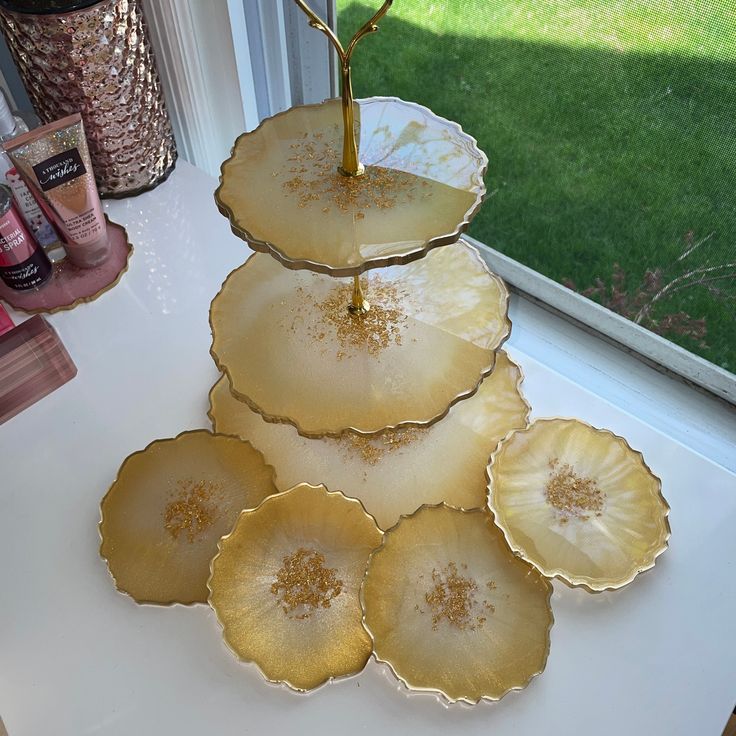Epoxy resin three Tier Cake Stand Set