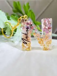resin letter keychain